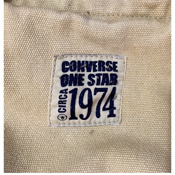 Converse One Star Circa 1974 Canvas Tote Bag Cream Beige Utility Pockets Cotton - Picture 2 of 9